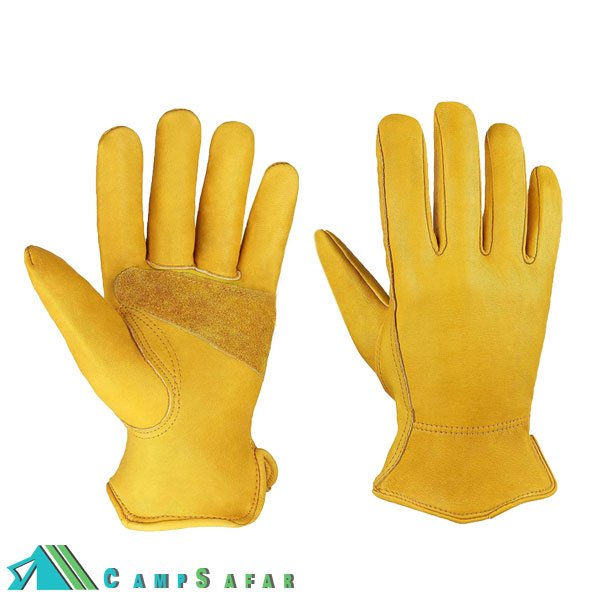 دستکش کمپینگ OZERO مدل FLEX چرم زرد