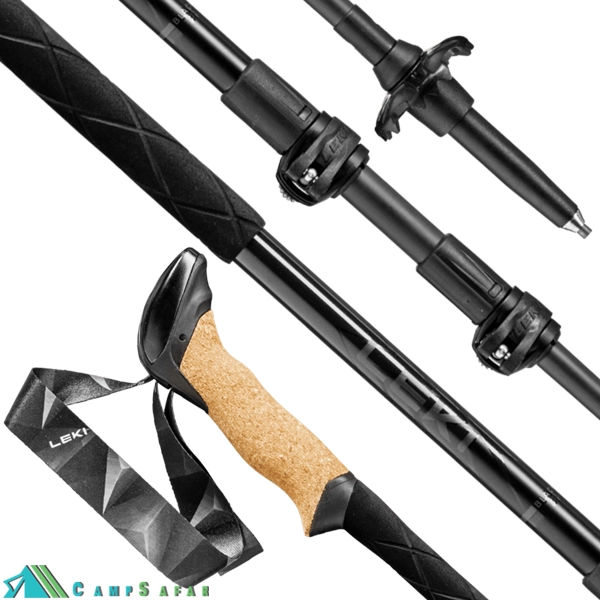 عصای کوهنوردی لکی LEKI مدل BLACK SERIES CARBON - باتوم کلیپسی آلمانی اورجینال