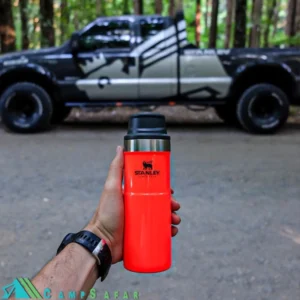 تراول ماگ استنلی STANLEY مدل SPORTSMAN TRIGGER-ACTION 470ml - دکمه ای - قرمز نارنجی