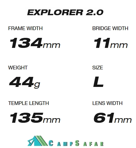 جدول راهنمای سایز عینک جولبو مدل EXPLORER 2